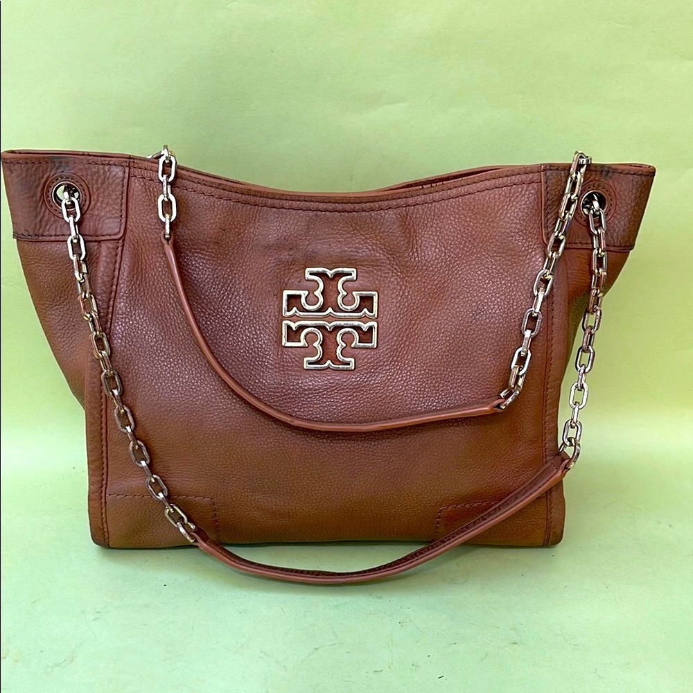 Vintage Tory Burch Brown Shoulder Bag with Chain Detail